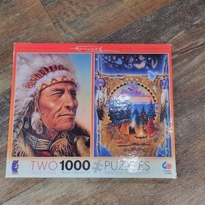 2 Ceaco 1000 pc Puzzle C Frizzell Lodge Ancestors Distant View 3204-1 Sealed New